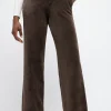Corduroy Button Wide Leg Pants