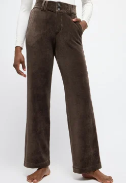 Corduroy Button Wide Leg Pants