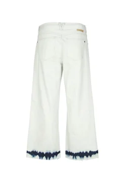 Cropped culotte jeans with batik print