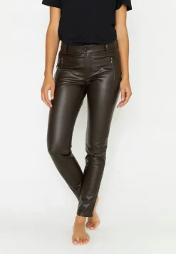 Faux leather pants Skinny Pocket Zip in solid design
