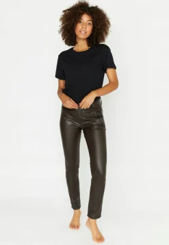 Faux leather pants Skinny Pocket Zip in solid design