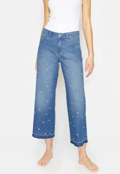 Jeans Linn Stitch Flower with flower embroidery