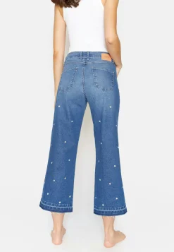 Jeans Linn Stitch Flower with flower embroidery