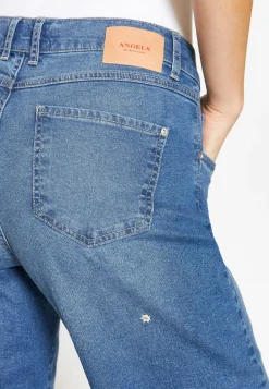 Jeans Linn Stitch Flower with flower embroidery