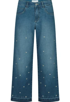 Jeans Linn Stitch Flower with flower embroidery