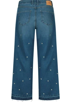 Jeans Linn Stitch Flower with flower embroidery