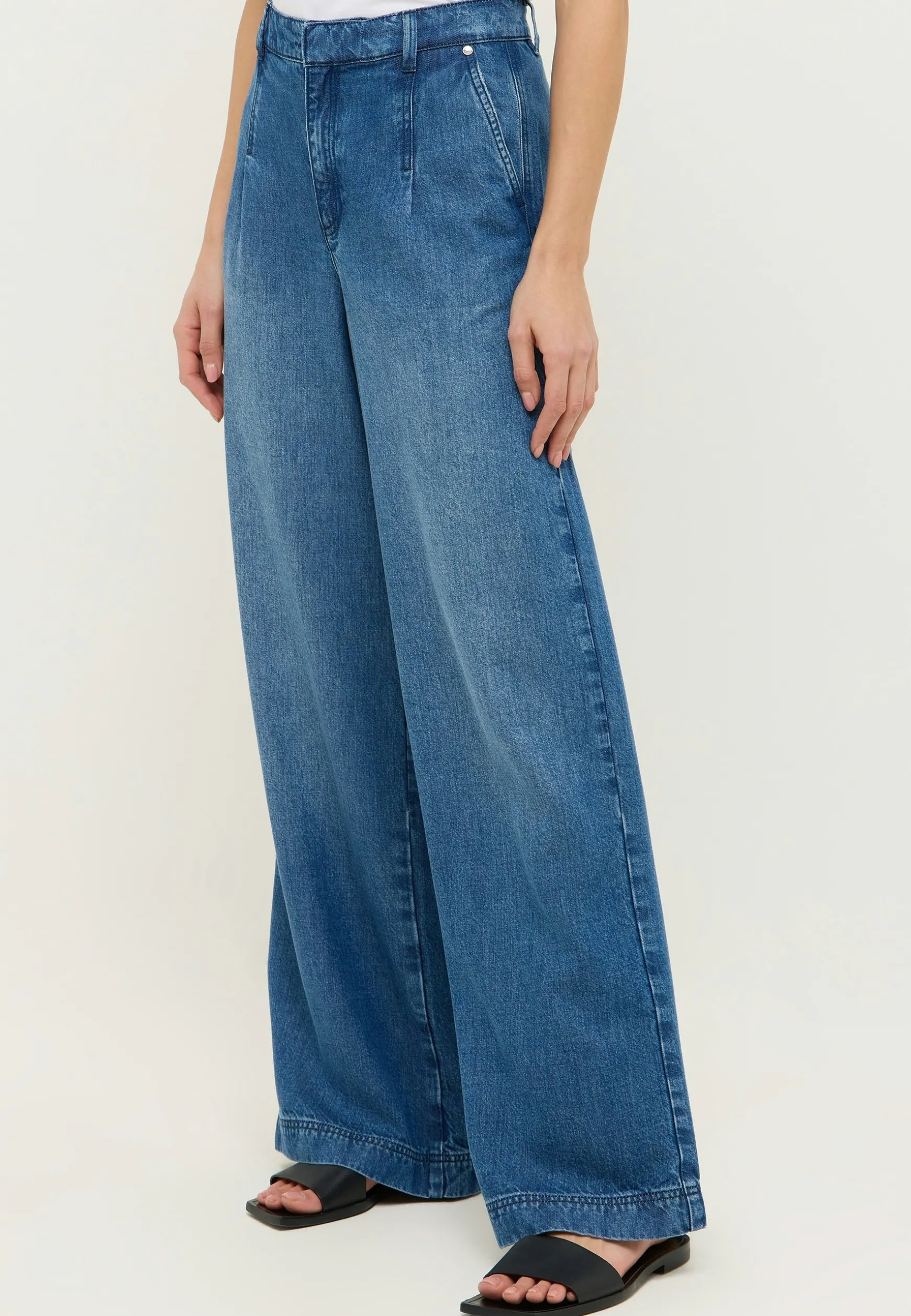 Jeans Palazzo with Used Wash