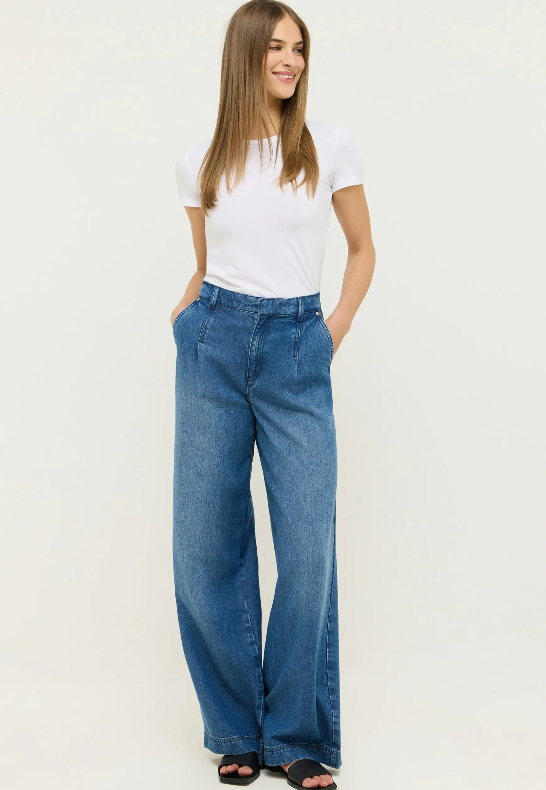Jeans Palazzo with Used Wash