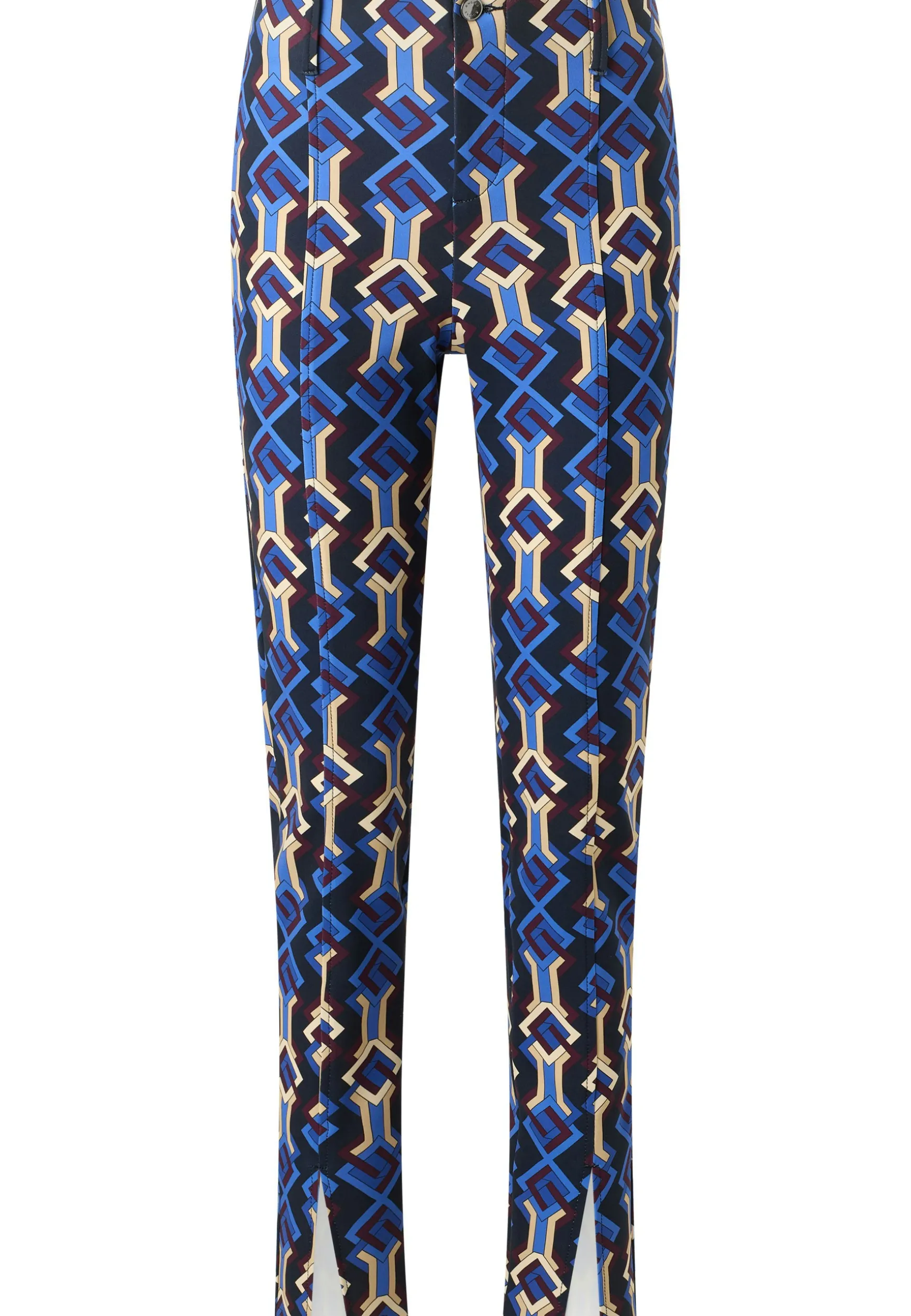 Slit slim trousers with graphic print
